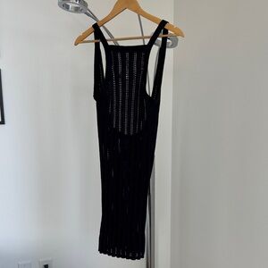 ASOS Black Open-Weave Midi Tank Dress